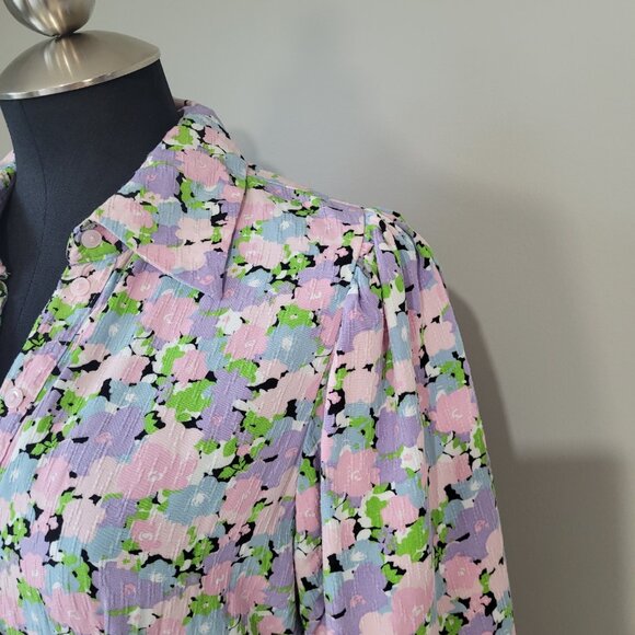 Selected Femme Judita Floral Shirt Dress w Statement Sleeves retro print - Picture 4 of 11